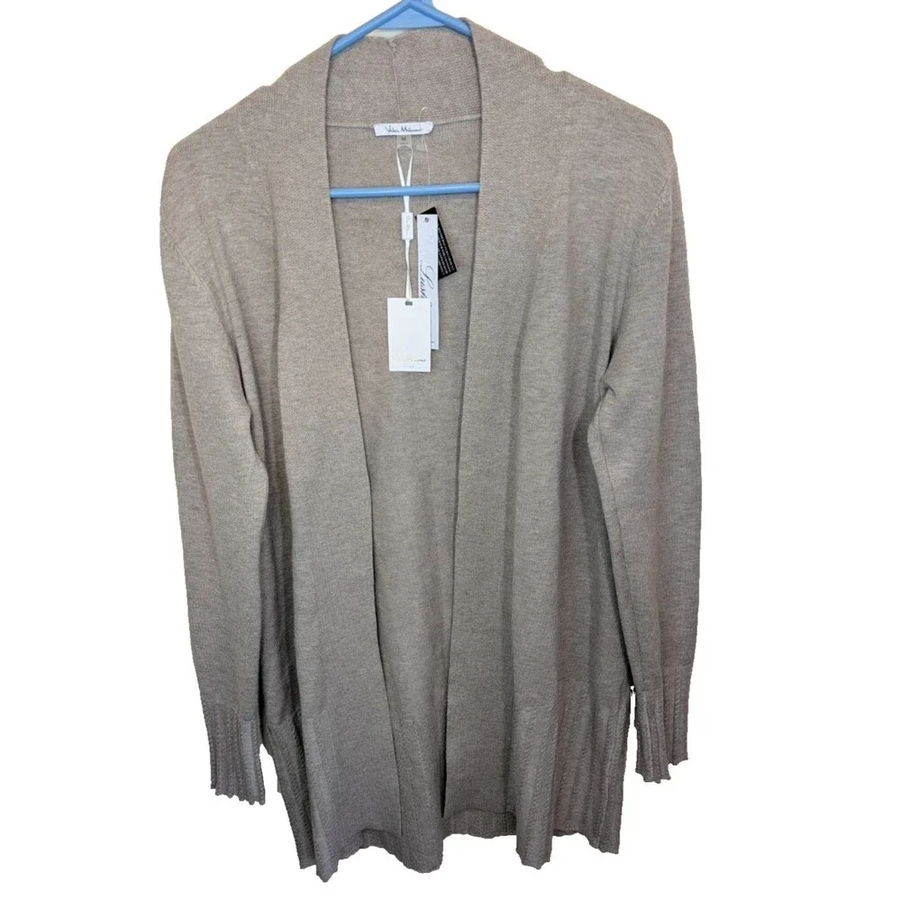 Vila Milano Womens Cardigan Sweater Open Front Knit Heather Mocha Medium